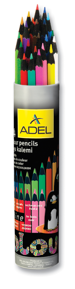 Adel Набор цветных карандашей Blackline PB 24 цвета 211-2362-003211-2362-003 Adel Набор цветных карандашей Blackline PB 24 цвета 211-2362-003211-2362-003Набор цветных карандашей Adel Blackline - великолепный инструмент для творческой самореализации ребенка. Широкая цветовая палитра создает наилучшие условия для воплощения фантазии и вдохновения вашего маленького художника. Оправа из специального черного дерева облегчает затачивание карандаша, а качественный грифель диаметром 3 мм позволяет выбирать оптимальный уровень заточки в соответствии со своими потребностями и художественным стилем.Компактный алюминиевый тубус с плотно закрывающейся крышкой гарантирует удобство и аккуратность при хранении и транспортировке.