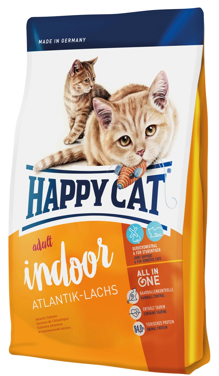 Корм сухой Happy Cat Adult Indoor для кошек с чувствительным пищеварением, атлантический лосось, 300 г70211 Корм сухой Happy Cat Adult Indoor для кошек с чувствительным пищеварением, атлантический лосось, 300 г70211Корм Happy Cat Adult Indoor предлагает наслаждение вкусом, так как отборная рецептура была специально разработан для кошек живущих дома. Калорийность была приспособлена к потребностям кошек живущих исключительно дома. Корм содержит не только легко усваиваемый белок высококачественной рыбы и птицы но и природные Омега 3 и Омега 6, которые являются лучшим залогом сияющей шерсти и стальной иммунной системы кошки. Состав: птица (19%), лосось (11%), рисовая мука, кукуруза, кукурузная мука, птичий жир, картофельные хлопья, мясопродукты, клетчатка, гемоглобин, свекольная пульпа, хлорид натрия, сухое цельное яйцо, дрожжи, яблочная пульпа (0,4%), хлорид калия, морские водоросли (0,2%), семя льна (0,2%), Юкка Шидигера (0,04%), корень цикория (0,04%), дрожжи (экстрагированные), расторопша, артишок, одуванчик, имбирь, березовый лист, крапива, ромашка, кориандр, розмарин, шалфей, корень солодки, тимьян (общий объем сухих трав: 0,19%).Аналитический состав: сырой протеин 32%, сырой жир 14%, сырая клетчатка 3,0%, сырая зола 6,5%, кальций 1,3%, фосфор 0,9%, натрий 0,45%, калий 0,65%, магний 0,08%, Омега-6 жирных кислот 2,5%, Омега-3 жирных кислот 0,35%.Витамины/кг: витамин A (3а672а) 18000 МE, витамин D3 1800 МЕ, витамин E (альфа-токоферол 3a700) 100 мг, витамин B1 (тиаминмононитрат 3a821) 5 мг, витамин B2 (рибофлавин) 6 мг, витамин B6 (пиридокси-гидрохлорид 3a831) 4 мг, D(+) биотин (3a880) 700 мкг, кальция-D-пантотенат 12 мг, ниацин 45 мг, витамин B12 75 мкг, холинхлорид 75 мг. Антиоксиданты: натуральные экстракты с высоким содержанием токоферола. Микроэлементы/кг: железо 120 мг (сульфат железа (II)), медь 12 мг (сульфат меди (II)), цинк 150 мг (оксид цинка), марганец 30 мг (оксид марганца (II)), йод 2, 5 мг (йодат кальция 3b202), селен 0, 2 мг (селенит натрия). Аминокислоты/кг: DL-метионин: 4400 мг, таурин (3a370) 1000 мг.Товар сертифицирован.