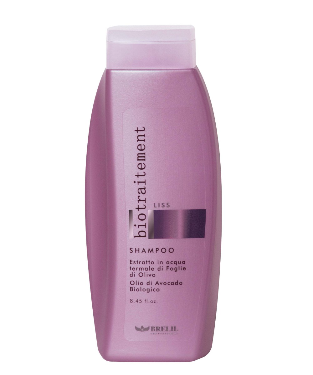 Brelil Разглаживающий шампунь Bio Traitement Liss Shampoo, 250 млB064035 Brelil Разглаживающий шампунь Bio Traitement Liss Shampoo, 250 млB064035Особый состав шампуня Brelil Bio Traitement Liss Shampoo придает волосам мягкость и шелковистость и активно восстанавливает структуру. В формулу продукта входит экстракт листьев оливы и масло авокадо — мощные природные увлажнители, помогающие вернуть волосам необходимую мягкость, гладкость, послушность, делающие волокно волос шелковистым и блестящим и поддерживающие достигнутый эффект при регулярном применении.
