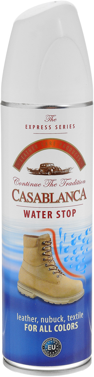 Спрей водоотталкивающий Casablanca 250мл1307 Спрей водоотталкивающий Casablanca 250мл1307Защищает от воды, соли и реагентов кожу, брезент, замшу, нубук а так же изделия из других материалов.Очищает, сохраняет сухой и хороший внешний вид обуви. Создает тонкую пленку на изделии, защищающую от воздействия окружающей среды.