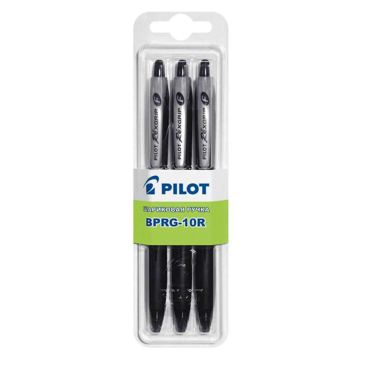 Pilot Набор шариковых ручек BPRG-10R цвет черный 3 штB-BPRG-10-3B Pilot Набор шариковых ручек BPRG-10R цвет черный 3 штB-BPRG-10-3BНабор шариковых ручек Pilot BPRG-10R - незаменимый предмет на любом рабочем столе. Корпус ручек выполнен из прочного прозрачного пластика.Автоматическая шариковая ручка имеет резиновый упор для пальцев, что обеспечивает комфорт и удобство при письме, так как позволяет пальцам принять естественное положение. Стержень имеет шарик из карбида вольфрама диаметром 0,7 мм, толщина линии - 0,32 мм. Такая ручка обеспечит четкий цвет и мягкое письмо.В наборе 3 ручки.