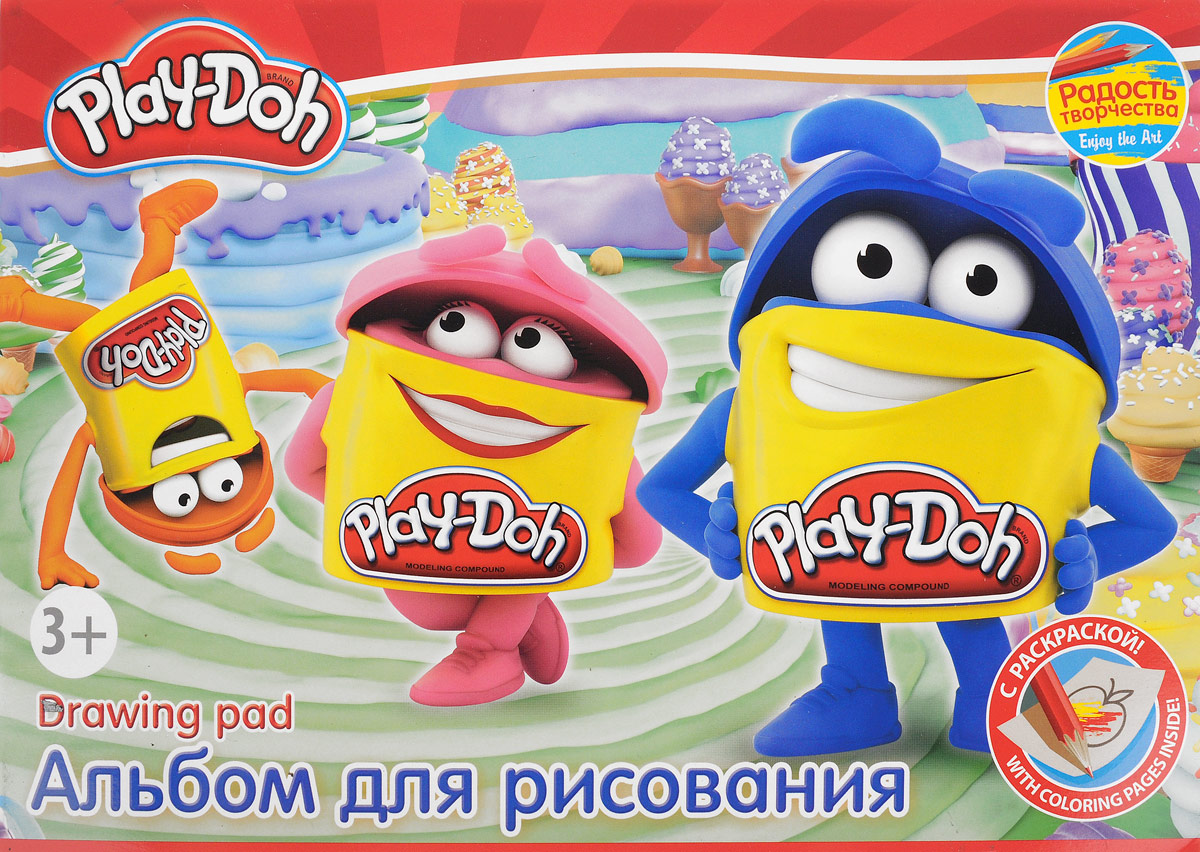 Play-Doh Альбом для рисования 20 листов цвет синийPD5/2_синий Play-Doh Альбом для рисования 20 листов цвет синийPD5/2_синийАльбом для рисования Play-Doh будет вдохновлять ребенка на творческий процесс.Альбом изготовлен из белоснежной бумаги с яркой обложкой из плотного картона, оформленной изображением веселых Додошек. Внутренний блок альбома состоит из 20 листов бумаги. Первые 2 листа в альбоме - раскраски. При необходимости ребенок может извлечь раскраски из альбома, не повредив его.Высокое качество бумаги позволяет рисовать в альбоме карандашами, фломастерами, акварельными и гуашевыми красками. Во время рисования совершенствуются ассоциативное, аналитическое и творческое мышление. Занимаясь изобразительным творчеством, малыш тренирует мелкую моторику рук, становится более усидчивым и спокойным.