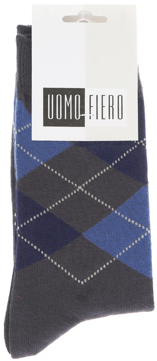 Носки мужские Uomo Fiero, цвет: темно-серый. MS059. Размер 43/45MS059 Носки мужские Uomo Fiero, цвет: темно-серый. MS059. Размер 43/45MS059Мужские носки Uomo Fiero изготовлены из высококачественного хлопкового волокна, которое обеспечивает великолепную посадку. Носкиимеют классический паголенок и отличаются элегантным внешним видом. Удобная широкая резинка идеально облегает ногу и не пережимает сосуды, усиленные пятка и мысок повышают износоустойчивость носка. Модель оформлена геометрическим орнаментом. Удобные и комфортные носки великолепно подойдут к любой вашей обуви.