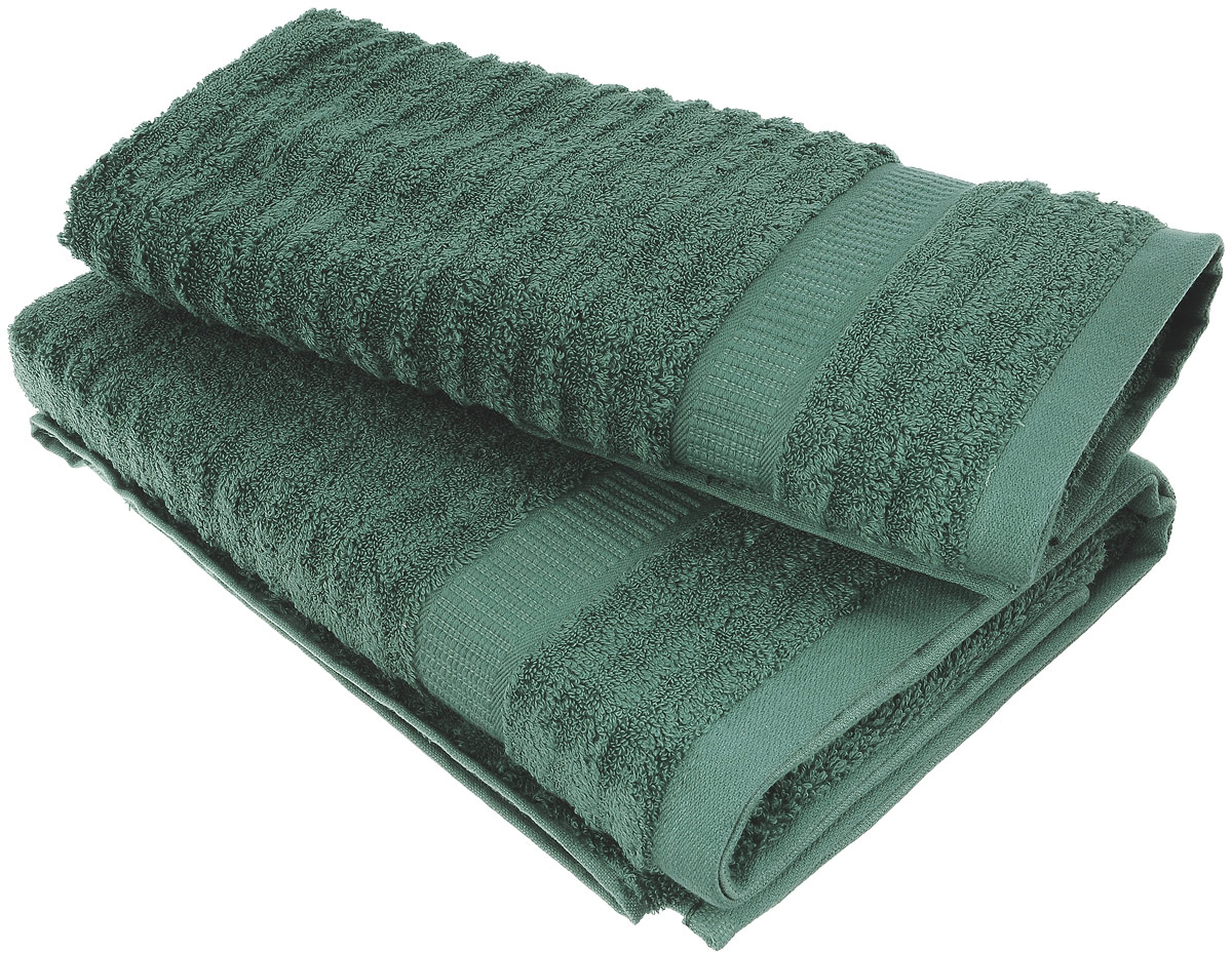 Набор хлопковых полотенец Home Textile, цвет: темно-зеленый, 2 штLX-OZ19 Набор хлопковых полотенец Home Textile, цвет: темно-зеленый, 2 штLX-OZ19Набор Home Textile состоит из двух полотенец разного размера, выполненных из качественной натуральной махры (100% хлопок). Полотенца имеют ворс различной длины, что создает рельефную текстуру, и классический бордюр. Мягкие и уютные, они прекрасно впитывают влагу и легко стираются. Кроме того, хлопковые полотенца отличаются высокой износоустойчивостью и долгим сроком службы. Такой набор полотенец подарит массу положительных эмоций и приятных ощущений.