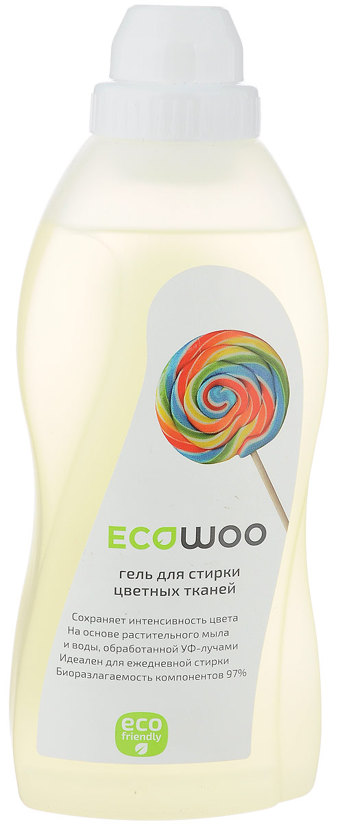 Гель для стирки цветных тканей EcoWoo, 700 млЕ088194 Гель для стирки цветных тканей EcoWoo, 700 млЕ088194Гель для стирки цветных тканей EcoWoo сохраняет интенсивность цвета. Изготовлен на основе растительного мыла и воды, обработанной УФ- лучами. Идеален для ежедневной стирки. Биоразлагаемость компонентов 97%. Мягкое средство с системой защиты цвета EcoWoo предотвращает перенос красителей и сохраняет яркость красок. Рекомендуется для стирки джинсовых тканей.Товар сертифицирован.
