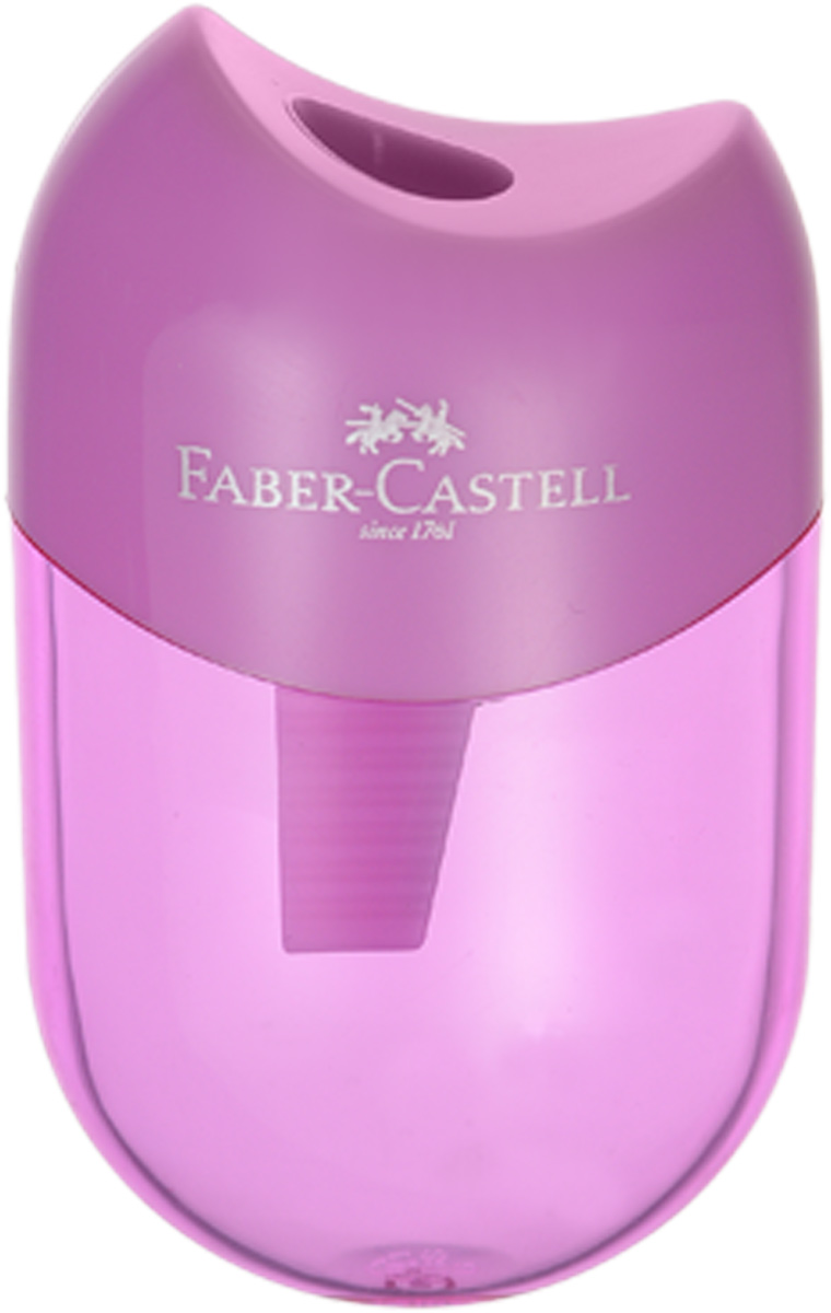 Faber-Castell Мини-точилка с контейнером цвет сиреневый183512_сиреневый Faber-Castell Мини-точилка с контейнером цвет сиреневый183512_сиреневыйМини-точилка Faber-Castell выполнена из прочного пластика.В точилке имеется одно отверстие для классических, трехгранных, простых и цветных карандашей.Эргономичная форма контейнера обеспечивает стабильное положение кисти. Карандаш затачивается легко и аккуратно, а опилки после заточки остаются в специальном контейнереповышенной вместимости.