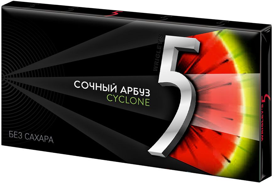 Wrigleys 5 Cyclone Сочный Арбуз жевательная резинка без сахара, 14,5 г46161833 Wrigleys 5 Cyclone Сочный Арбуз жевательная резинка без сахара, 14,5 г46161833Новое компактная упаковка по доступной цене! Жевательная резинка Wrigleys 5 Cyclone Сочный Арбуз в формате пластинок со вкусом сочного арбуза. Обладает мягкой приятной текстурой и удивительно долгим вкусом, а стильная черная пачка легко помещается в кармане и в сумочке, не теряя форму.Уважаемые клиенты! Обращаем ваше внимание, что полный перечень состава продукта представлен на дополнительном изображении.
