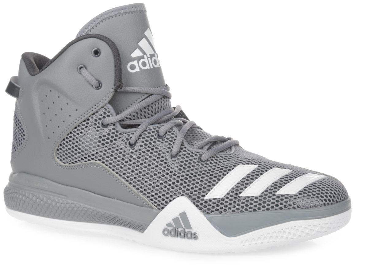 Кроссовки мужские для баскетбола adidas Performance DT BBall Mid, цвет: темно-серый. AQ7754. Размер 11,5 (45)AQ7754 Кроссовки мужские для баскетбола adidas Performance DT BBall Mid, цвет: темно-серый. AQ7754. Размер 11,5 (45)AQ7754Стильные высокие кроссовки DT BBall Mid от adidas Performance идеально подойдут для занятия баскетболом. Модель выполнена из сетчатого текстиля и дополнена вставками из искусственной кожи, которые обеспечивают поддержку ноги. Мыс оформлен тремя полосками из ПВХ, боковые стороны - перфорацией, язычок - нашивкой с фирменным тиснением. Классическая шнуровка надежно зафиксирует изделие на стопе. Текстильная подкладка и мягкий манжет предотвратят натирание и гарантируют уют. Стелька из материала ЭВА с текстильной поверхностью обеспечит лучшую амортизацию. Промежуточная подошва bounce предназначена для поглощения ударных нагрузок. Уплотненный задник защитит ноги от ударов. Текстильная петля на заднике облегчает надевание модели. Рельефная поверхность подошвы обеспечивает отличное сцепление с любой поверхностью. Такие кроссовки придутся вам по душе.
