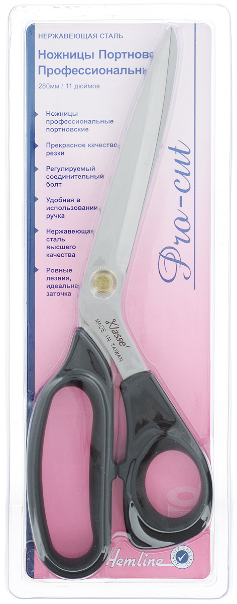 Ножницы портновcкие Hemline "Pro-cut", цвет: черный, длина 28 см