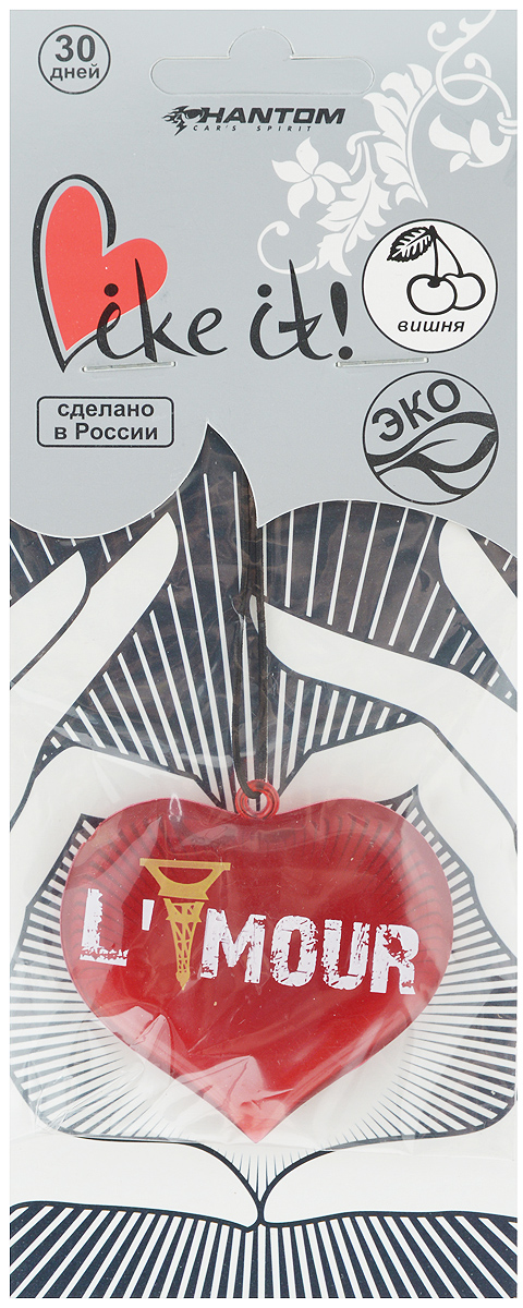 Ароматизатор Phantom Like it!, вишняPH3633 Ароматизатор Phantom Like it!, вишняPH3633Ароматизатор Phantom Like it с приятным ароматом выполнен в эксклюзивном дизайне из высококачественного пластика. Благодаря насыщенному аромату неприятные запахи в салоне эффективно нейтрализуются. Ароматизатор оснащен подвесным типом крепления. Аромат держится до 30 дней.Состав: пластик, отдушка парфюмерная, пигменты.Уважаемые клиенты! Обращаем ваше внимание на то, что упаковка может иметь несколько видов дизайна. Поставка осуществляется в зависимости от наличия на складе.