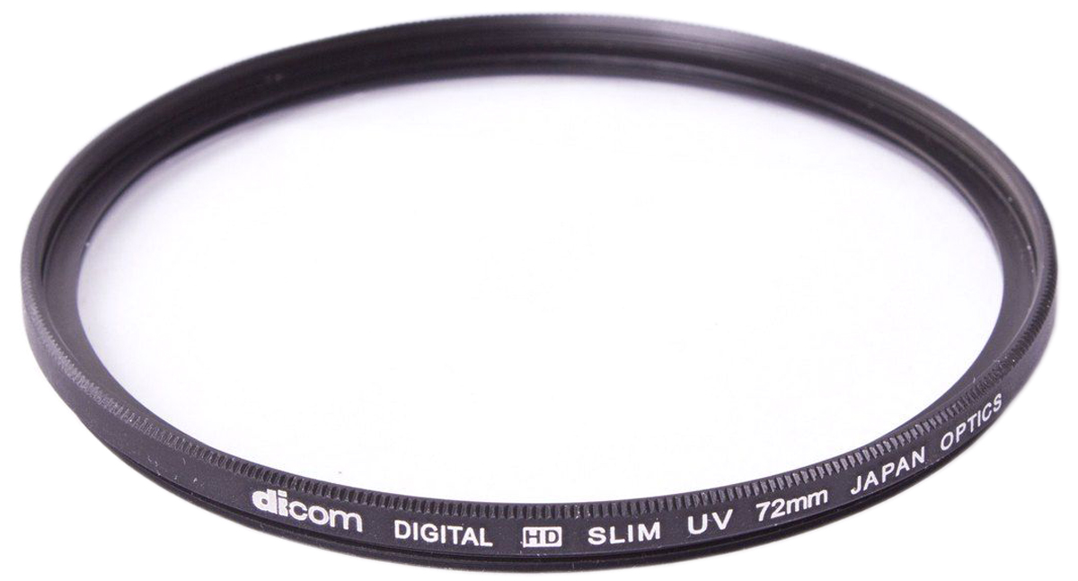Dicom D-UVS72 UV Slim тонкооправный фильтр (72 мм)D-UVS72 Dicom D-UVS72 UV Slim тонкооправный фильтр (72 мм)D-UVS72Фильтр Dicom D-UVS72 в металлической ультратонкой оправе (толщина 3,25 мм) используется для защиты объектива от пыли, царапин, загрязнений. Снижает дымку и увеличивает контрастность за счет отсечки ультрафиолетового спектра.