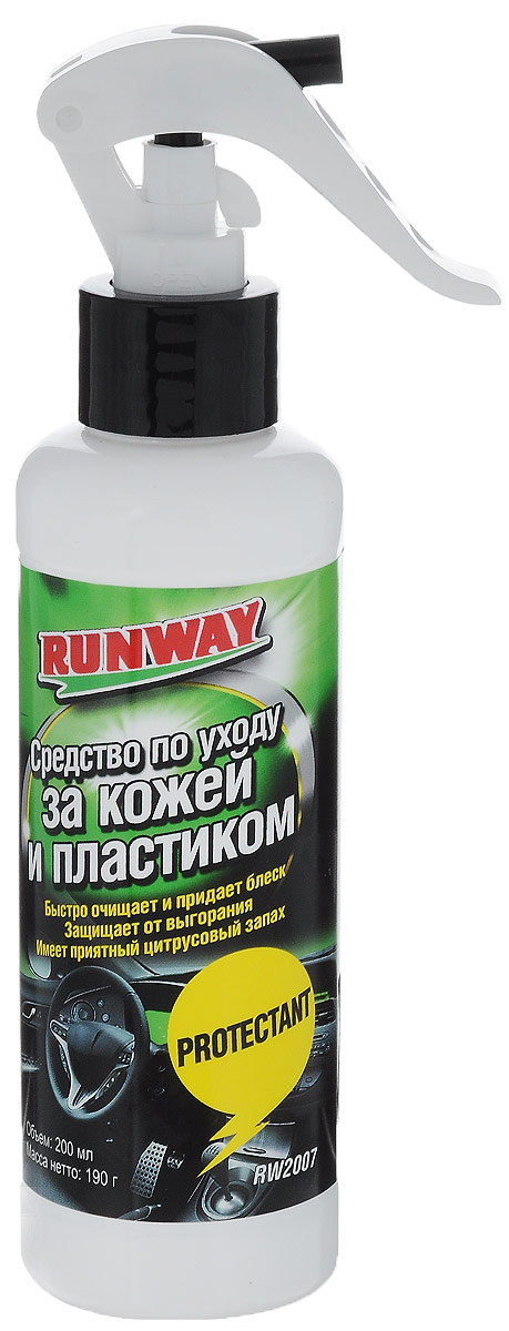 Средство для ухода за кожей и пластиком Runway, 200 млRW2007 Средство для ухода за кожей и пластиком Runway, 200 млRW2007Благодаря своей уникальной формуле, средство Runway быстро очищает и придает блеск изделиям из кожи, пластика, винила и резины. Защищает изделия от выгорания, помутнения, высыхания и растрескивания. Обладает хорошими антистатическими свойствами. Имеет приятный цитрусовый запах.Товар сертифицирован.