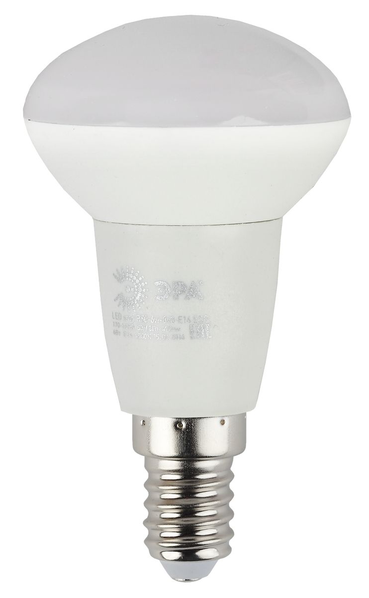 Лампа светодиодная ЭРА, цоколь E14, 170-265V, 6W, R50, 2700К5055945536614 Лампа светодиодная ЭРА, цоколь E14, 170-265V, 6W, R50, 2700К5055945536614Светодиодная лампа ЭРА является самым перспективным источником света. Основным преимуществом данного источника света является длительный срок службы и очень низкое энергопотребление, так, например, по сравнению с обычной лампой накаливания светодиодная лампа служит в среднем в 50 раз дольше и потребляет в 10-15 раз меньше электроэнергии. При этом светодиодная лампа практически не подвержена механическому воздействию из-за прочной конструкции и позволяет получить любой цвет светового потока, что, несомненно, расширяет возможности применения и позволяет создавать новые решения в области освещения.Особенности серии Eco:Предназначена для обычного потребителяЦена ниже, чем цена компактной люминесцентной лампыСветовая отдача источников света - 70-80 лм/ВтСрок службы составляет 25000 часовГарантия - 1 год. Работа в цепи с выключателем с подсветкой не рекомендована.