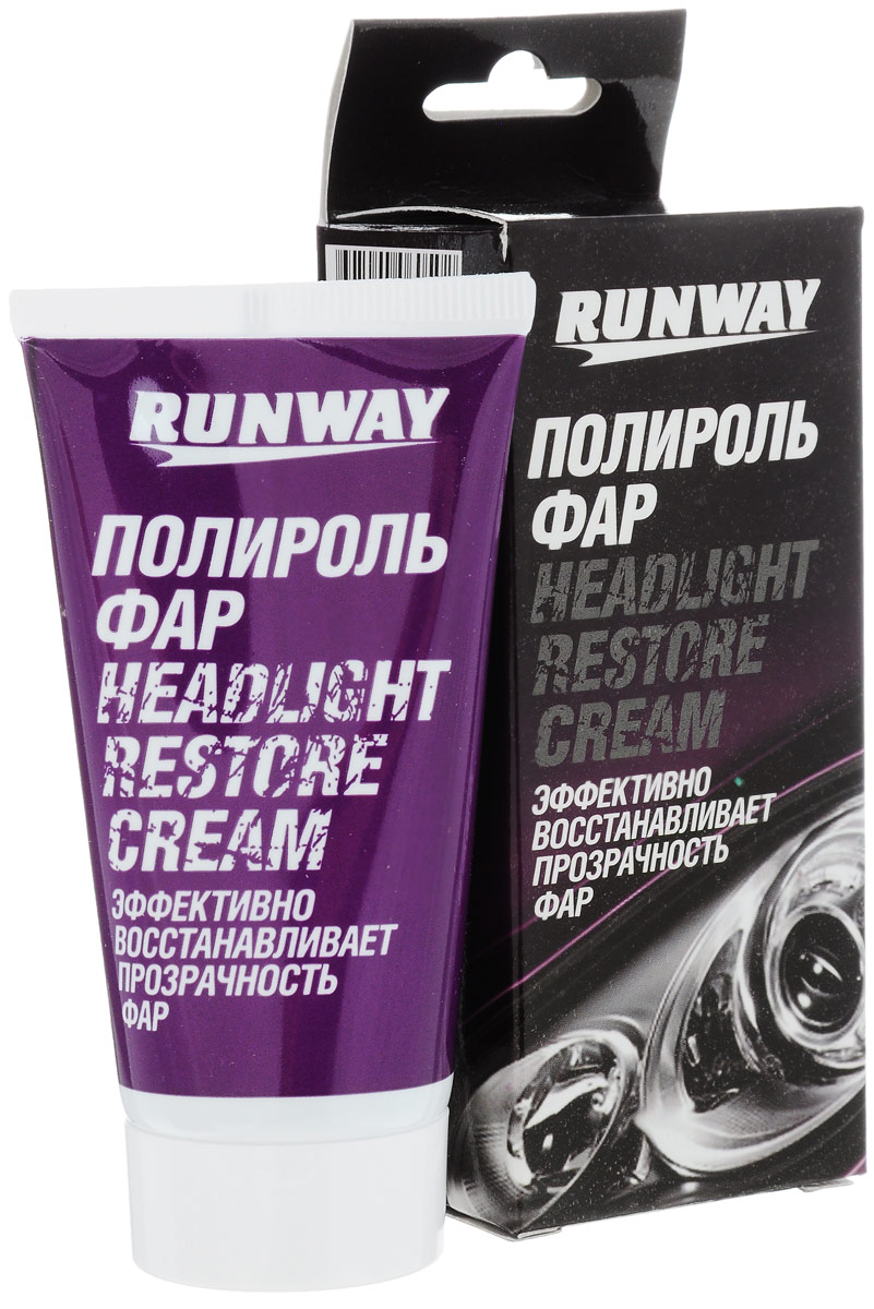 Полироль фар Runway, 50 млRW0501 Полироль фар Runway, 50 млRW0501Полироль Runway эффективно восстанавливает прозрачность фар головного света, задних фонарей. Удаляет мелкие и средние царапины, помутнения и загрязнения на пластиковых фарах автомобиля. Восстанавливает прозрачность фар за 5 минут. Также может использоваться для реставрации пластмассовых поверхностей, акриловых лакокрасочных покрытий, а также изделий из плексигласа. Для ручной и машинной полировки. Не содержит силикона.Товар сертифицирован.