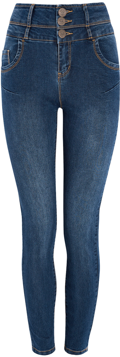 Джинсы женские oodji Denim, цвет: темно-синий. 12104053-1/18831/7500W. Размер 26-30 (42-30)12104053-1/18831/7500W Джинсы женские oodji Denim, цвет: темно-синий. 12104053-1/18831/7500W. Размер 26-30 (42-30)12104053-1/18831/7500WСтильные женские джинсы oodji Denim выполнены из хлопка с добавлением полиэстера и полиуретана. Материал мягкий и приятный на ощупь, не сковывает движения и позволяет коже дышать.Джинсы-скинни с высокой посадкой застегиваются на три пуговицы в поясе и ширинку на застежке-молнии. На поясе предусмотрены шлевки для ремня. Спереди модель дополнена двумя втачными карманами и одним накладным кармашком, сзади - двумя накладными карманами. Модель оформлена контрастной прострочкой.