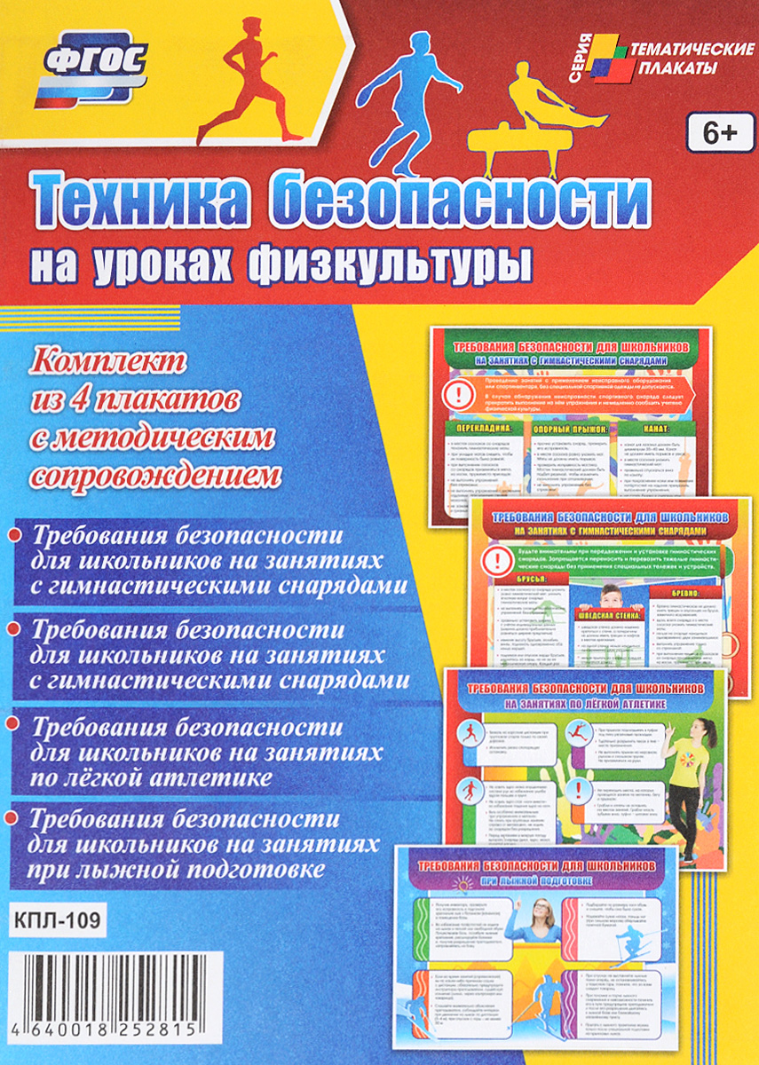 Техника безопасности на уроках физкультуры (комплект из 4 плакатов)
