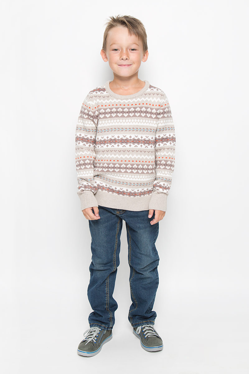 Джемпер для мальчика Sela, цвет: бежевый. JR-814/266-6313. Размер 140, 10 летJR-814/266-6313 Джемпер для мальчика Sela, цвет: бежевый. JR-814/266-6313. Размер 140, 10 летJR-814/266-6313Джемпер для мальчика Sela идеально подойдет маленькому моднику. Изготовленный из хлопка с добавлением акрила и полиэстера, он необычайно мягкий и тактильно приятный, не стесняет движений, хорошо сохраняет тепло. Джемпер с круглым вырезом горловины и длинными рукавами оформлен вязаным орнаментом. Вырез горловины, манжеты и низ изделия связаны резинкой, что предотвращает деформацию при носке. Дизайн и расцветка делают этот джемпер стильным и модным предметом детского гардероба. В нем ребенку будет уютно и тепло!