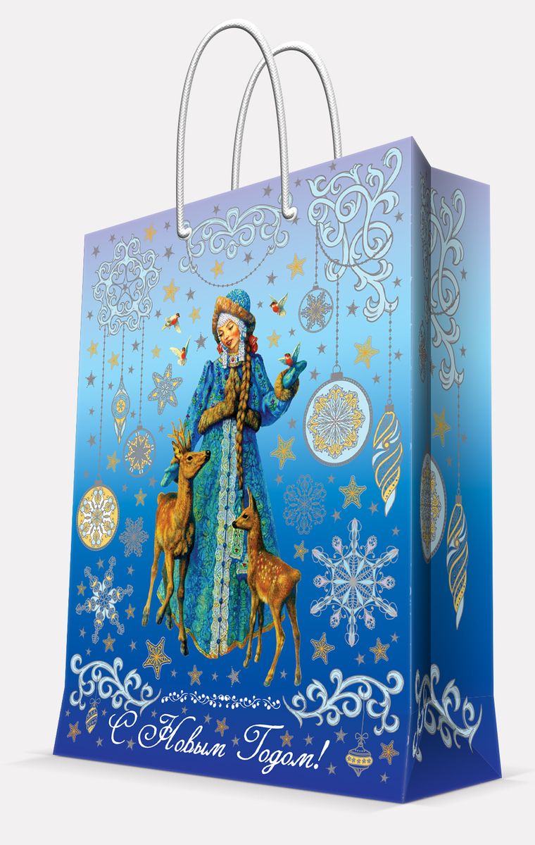 Пакет подарочный Magic Time Снегурочка и оленята, 26 х 32,4 х 12,7 см41998 Пакет подарочный Magic Time Снегурочка и оленята, 26 х 32,4 х 12,7 см41998Подарочный пакет Magic Time Снегурочка и оленята, изготовленный из плотной бумаги, станет незаменимым дополнением к выбранному подарку. Пакет выполнен с глянцевой ламинацией, что придает ему прочность, а изображению - яркость и насыщенность цветов. Для удобной переноски на пакете имеются две ручки из шнурков.Подарок, преподнесенный в оригинальной упаковке, всегда будет самым эффектным и запоминающимся. Окружите близких людей вниманием и заботой, вручив презент в нарядном, праздничном оформлении.Плотность бумаги: 140 г/м2.