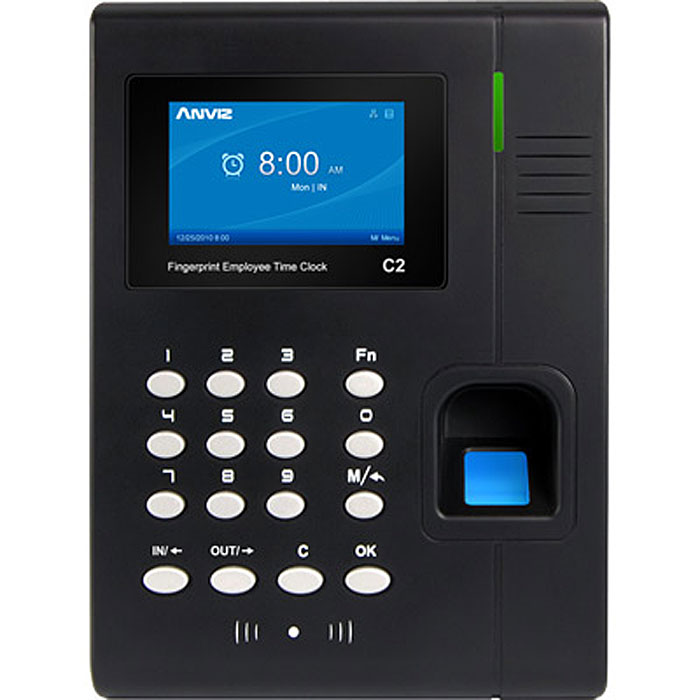 IVUE Anviz C2 cетевой биометрический терминалC2 IVUE Anviz C2 cетевой биометрический терминалC2IVUE Anviz C2 - это тонкий, изысканный и современный дизайн с быстрым распознаванием и стабильной работой сканера отпечатков пальцев нового поколения. Герметичный, водо- и пыленепроницаемый корпус. Отпечаток пальца сканируется менее чем за 0,5 секунды. Широкоформатный TFT дисплей высокого разрешения с удобным графическим интерфейсом на русском языке. Голосовые подсказки на русском языке. Встроенные интерфейсы USB Plug & Play, а так же разъём Ethernet для сетевого кабеля, поддержка протоколов TCP / IP, DHCP и DNS. Авторизация сотрудников может проходить по ID, E-Marine, Mifare и HID.Способы подключения: USB Device, USB Host, TCP/IPСчитыватель карт: Optional 125KHZ EM RFID, 13.56MHZ Mifare and 125KHZ HIDИмя на дисплееФото на дисплееОтпечаток пальца на дисплееСтатус: 16 программируемых статусов посещенияАвтоматические статусыРабочие коды: 6 - значныеКороткие сообщения: 50Алгоритм Bio-NANO V10Сканер: AFOS300, оптический сенсорОбласть сканирования: 22 х 18 ммРазрешение: 500 DPI