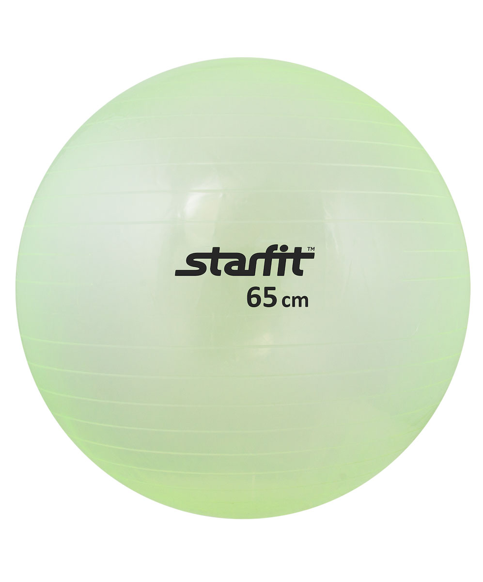 Мяч гимнастический Starfit, цвет: прозрачный, зеленый, диаметр 65 см мячи спортивные starfit мяч гимнастический starfit gb 105 65 см прозрачный розовый