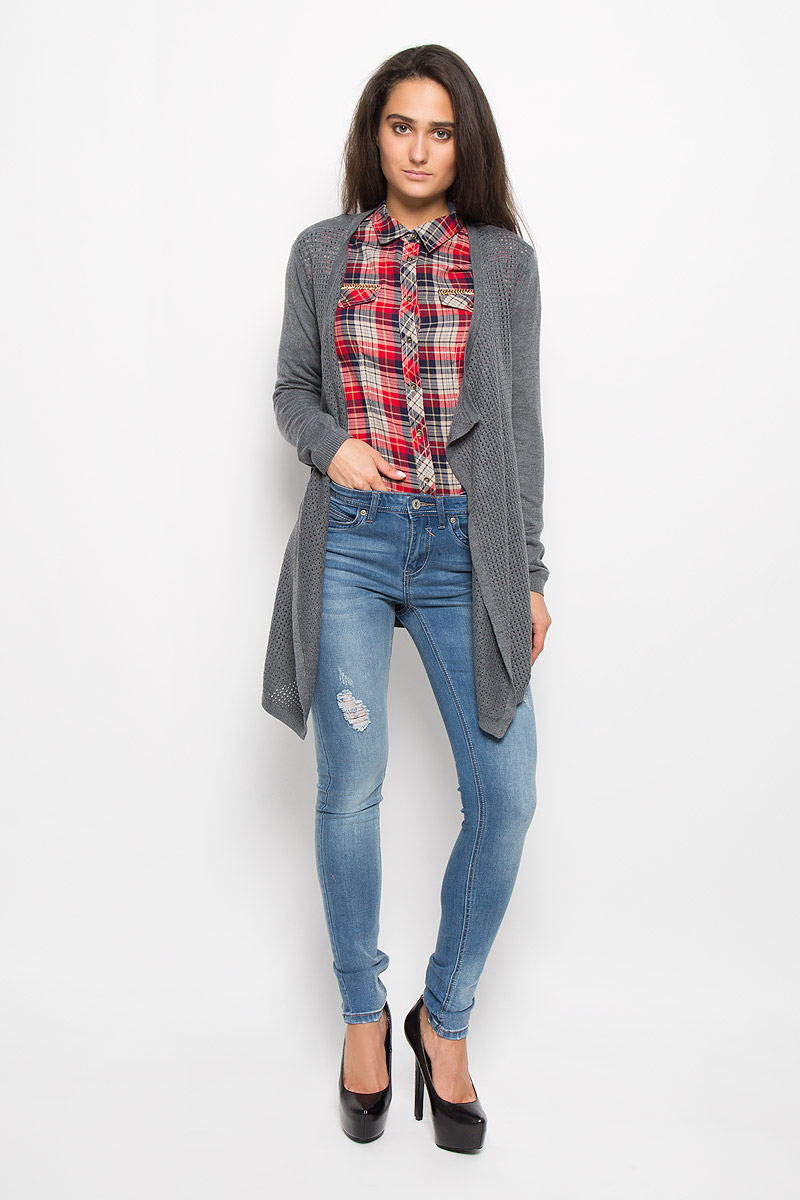 Кардиган женский Sela Casual, цвет: темно-серый меланж. CN-114/411-6333. Размер L (48)CN-114/411-6333 Кардиган женский Sela Casual, цвет: темно-серый меланж. CN-114/411-6333. Размер L (48)CN-114/411-6333Женский кардиган Sela Casual способен красиво завершить любой образ и придать ему разнообразие. Изготовленный из очень мягкого материала, он приятный на ощупь, не сковывает движения и хорошо пропускает воздух.Модель с длинными рукавами имеет свободный силуэт. Кардиган с воротником-апаш не имеет застежек. Передняя часть модели оформлена перфорированным вязаным узором. Манжеты рукавов и низ изделия связаны резинкой. Кардиган подчеркнет вашу индивидуальность и подарит комфорт при носке.