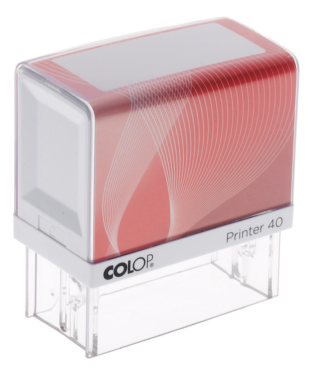 Colop Оснастка для штампа цвет красный 23 х 59 ммPrinter 40S Colop Оснастка для штампа цвет красный 23 х 59 ммPrinter 40SАвтоматическая оснастка Colop с надежным корпусом из пластика и поворотным механизмом, окрашивающим текст.Цвет корпуса меняется с помощью бумажного вкладыша. Текстовые пластины прямоугольной формы различного размера под изготовление клише по индивидуальному заказу. Большое информационное окно для корпоративной или личной персонализации.В комплект входит: оснастка и синяя подушка, 2 двухсторонних цветных вкладыша, сменная подушка Е/40.