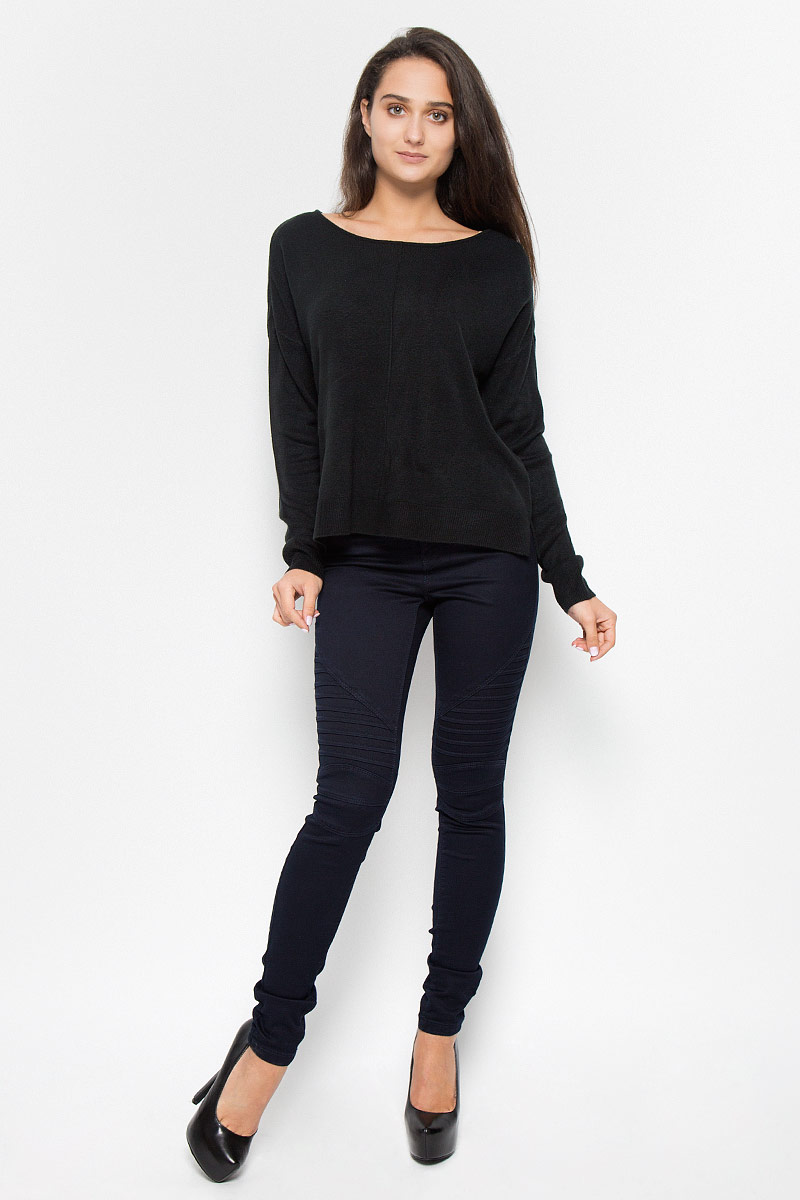 Пуловер женский Vero Moda Noisy May, цвет: черный. 10155491. Размер M (44)10155491_Black Пуловер женский Vero Moda Noisy May, цвет: черный. 10155491. Размер M (44)10155491_BlackСтильный женский пуловер Vero Moda Noisy May, выполненный из акриловой пряжи, необычайно мягкий и приятный на ощупь, не сковывает движения, обеспечивая наибольший комфорт. Изделие свободного кроя с круглым вырезом горловины и длинными рукавами-кимоно. По бокам пуловер имеет небольшие разрезы. Мягкий и уютный пуловер станет любимым элементом вашего гардероба.
