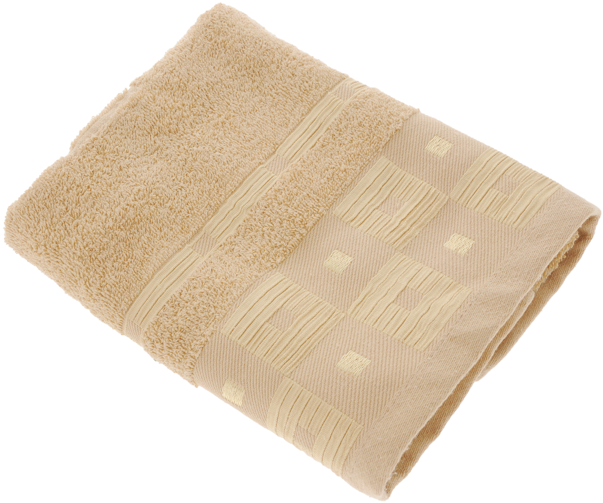 Полотенце махровое Aisha Home Textile Квадраты, цвет: шампань, 50 х 90 смУзТ-ПМ-112-09-29к_коричневый1 Полотенце махровое Aisha Home Textile Квадраты, цвет: шампань, 50 х 90 смУзТ-ПМ-112-09-29к_коричневый1Полотенце Aisha Home Textile Квадраты выполнено из натуральной гладкокрашеной махровой ткани (100% хлопок). Изделие отлично впитывает влагу, быстро сохнет, не линяет, сохраняет яркость цвета и не теряет форму даже после многократных стирок. Изысканный бордюр с геометрическим рисунком придает изделию элегантный внешний вид, поэтому оно подойдет для любого интерьера ванной комнаты. Полотенце очень практично и неприхотливо в уходе. Оно станет достойным выбором для вас и приятным подарком для ваших близких. Полотенце упаковано в стильную подарочную коробку.
