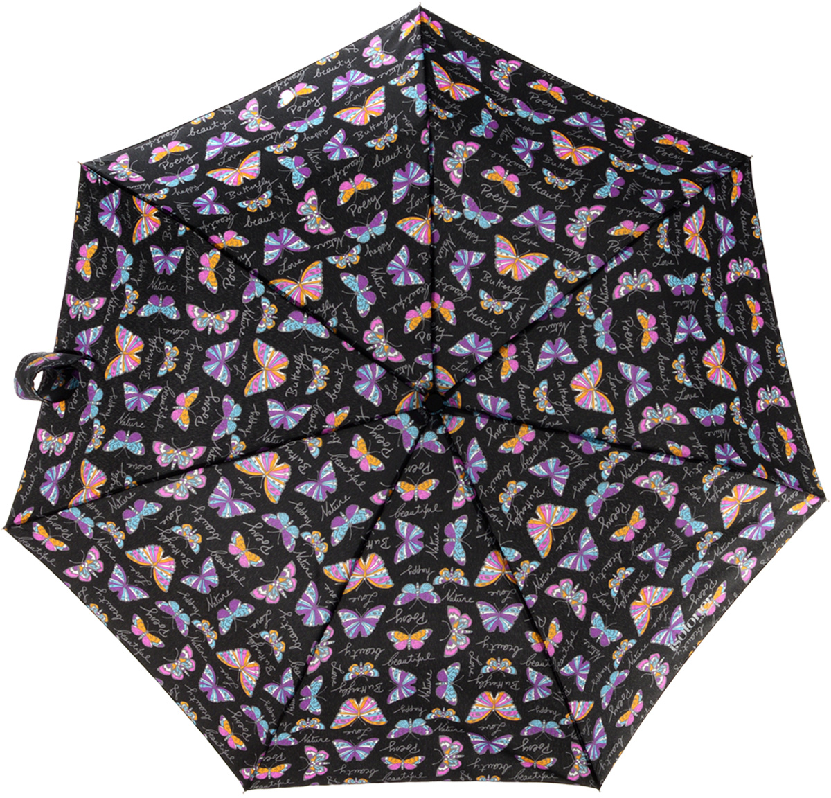 Зонт женский Isotoner, автомат, 3 сложения, цвет: черный, мультиколор. 09397-3476