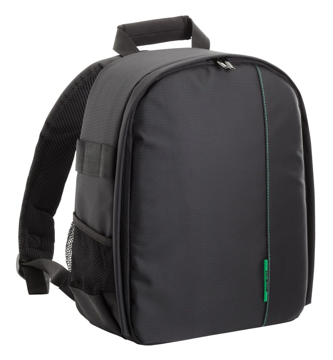 Riva 7460 SLR Backpack, Black рюкзак для зеркальной фотокамеры6469 Riva 7460 SLR Backpack, Black рюкзак для зеркальной фотокамеры6469Riva 7460 SLR Backpack - стильный рюкзак для зеркальной фотокамеры с установленным объективом. Зеленая внутренняя подкладка из высококачественного нейлона надежно защитит вашу камеру от случайных ударов и царапин, а также от пыли и влаги. Дополнительно возможно разместить 2 объектива, вспышку, бинокль с помощью системы внутренних передвижных перегородок. Основное отделение закрывается на двойную застежку «молнию» и обеспечивает быстрый доступ к фотокамере и объективам. Для удобства также предусмотрены два внешних боковых кармана для аксессуаров или емкостей с водой и два внутренних кармана для карт памяти и аксессуаров. Боковые петли рюкзака можно использовать для переноски штатива. Мягкая спинка и уплотненные регулируемые наплечные ремни и ручка для переноски в руках предусмотрены для длительного комфортного ношения рюкзака.