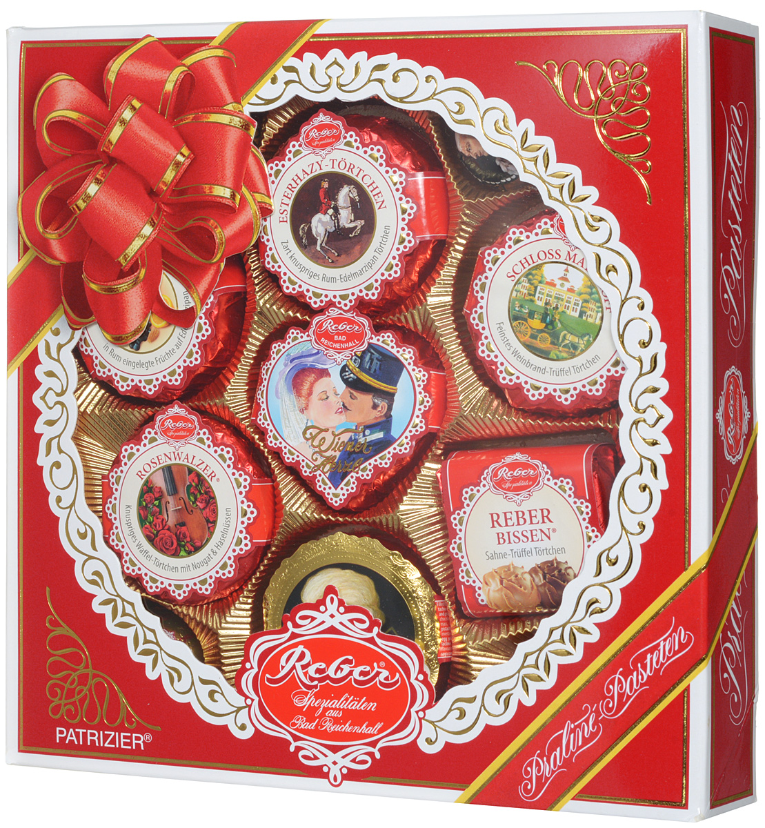 Reber Mozart Patrizier подарочный набор шоколадных конфет, 340 г1410104/1 Reber Mozart Patrizier подарочный набор шоколадных конфет, 340 г1410104/1Шоколадные конфеты Reber Mozart Patrizier - это не просто конфеты, это настоящие кондитерские шедевры. Впервые конфеты Ребер Моцарт были выпущены в 1890 году, через 100 лет после смерти великого Моцарта, и сразу завоевали невероятную популярность. Известные своим исключительным качеством, оригинальностью и изысканным дизайном, шоколадные деликатесы Reber в форме небольших подарочков - это настоящие драгоценности для ценителей.