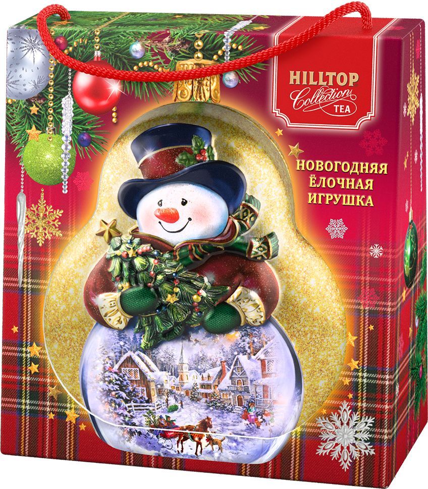 Hilltop Елочная игрушка Снеговик Земляника со сливками ароматизированный листовой чай, 50 г4607099307186 Hilltop Елочная игрушка Снеговик Земляника со сливками ароматизированный листовой чай, 50 г4607099307186Чай Земляника со сливками - смесь чёрного байхового крупнолистового чая с листьями и плодами земляники, ароматизированная натуральным экстрактом земляники со вкусом свежих сливок.