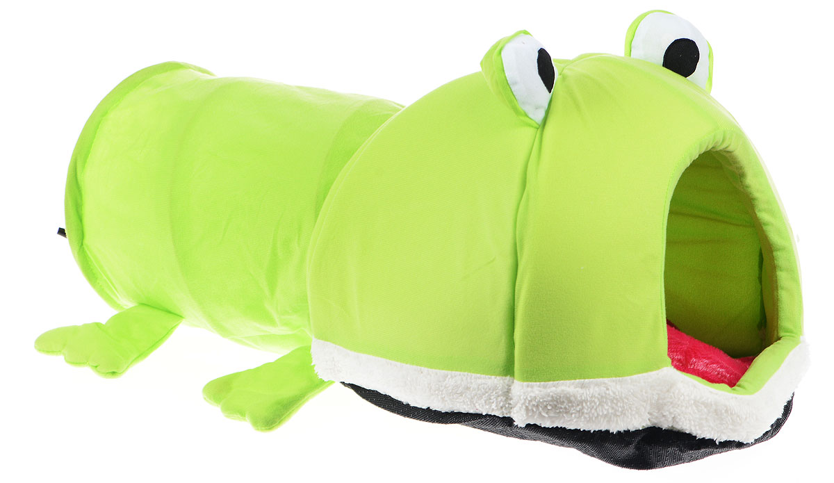 Домик для животных Pet Fun Лягушка, 70 х 40 х 35 смYF85187 Домик для животных Pet Fun Лягушка, 70 х 40 х 35 смYF85187Домик Pet Fun Лягушка непременно станет любимым местом отдыха вашего домашнего животного. Он имеет оригинальный дизайн в виде лягушки. Изделие выполнено из высококачественного текстиля, искусственного меха и поролона. Домик оснащен тоннелем с металлическим каркасом. В тоннеле расположена подвесная игрушка, которая привлечет внимание вашего питомца.Внутри имеется мягкая съемная подстилка.В таком домике вашему любимцу будет мягко и тепло. Он подарит вашему питомцу ощущение уюта и уединенности, а также возможность спрятаться.