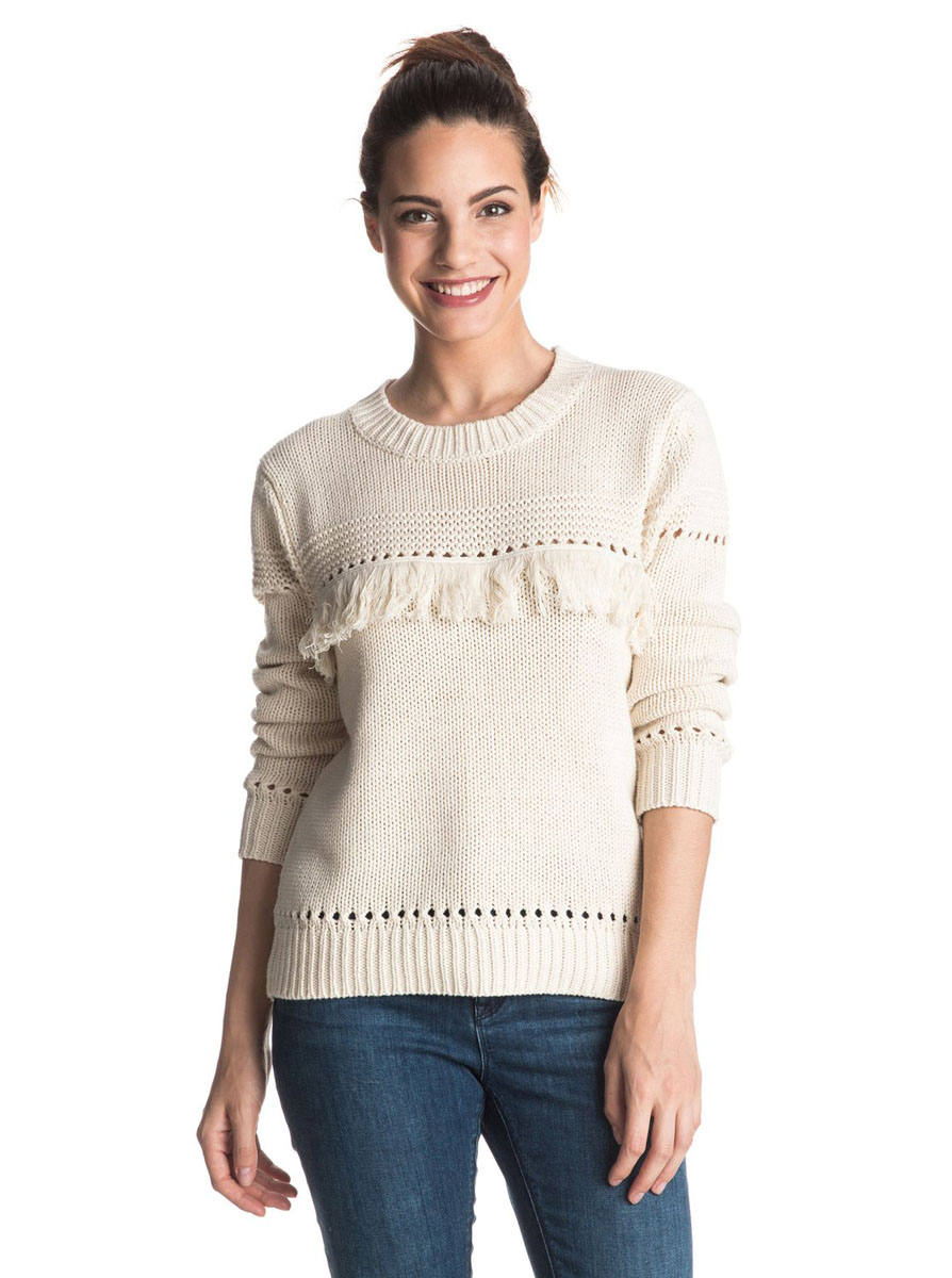Джемпер женский Roxy Cove Dweller, цвет: белый. ERJSW03128-TEE0. Размер XS (40/42)ERJSW03128-TEE0 Джемпер женский Roxy Cove Dweller, цвет: белый. ERJSW03128-TEE0. Размер XS (40/42)ERJSW03128-TEE0Джемпер с длинным рукавом и круглым вырезом выполнен из высококачественного материала. Оформлен ажурной вязкой. Декорирован бахрамой.
