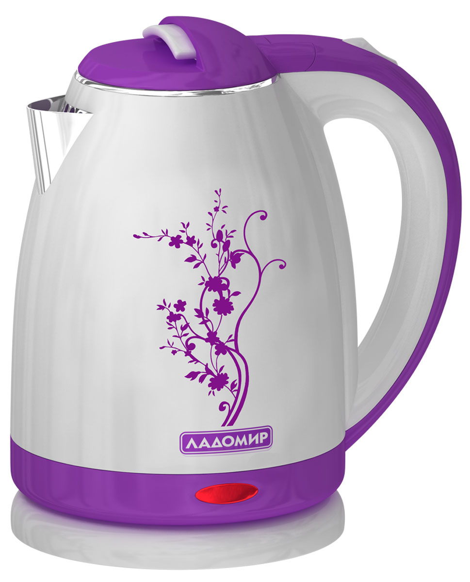 Ладомир 121 электрический чайник, цвет белый фиолетовый