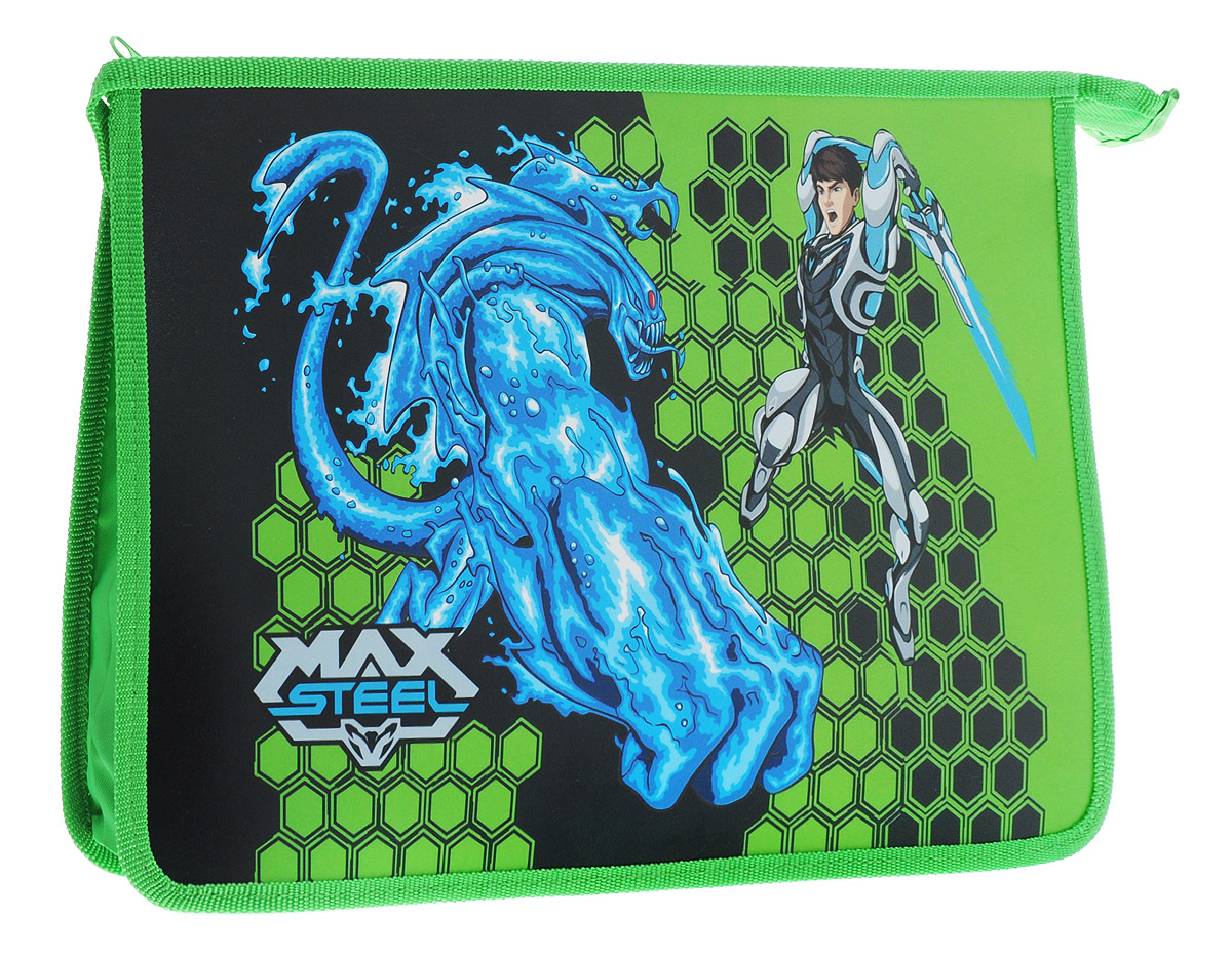 Centrum Папка Max Steel цвет зеленый85868 Centrum Папка Max Steel цвет зеленый85868Папка Centrum Max Steel прекрасно подойдет для хранения различных бумаг формата А4, а также школьных тетрадей и письменных принадлежностей. Папка оформлена красочным изображением героя по имени Макс из известного мультсериала Max Steel.Изготовлена из прочного пластика и надежно закрывается на застежку-молнию.Папка практична в использовании и надежно сохранит ваши бумаги и сбережет их от повреждений, пыли и влаги.Не рекомендуется детям до 3-х лет.