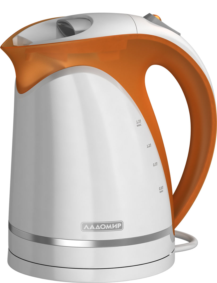 Ладомир 324 чайник электрический, цвет белый оранжевый