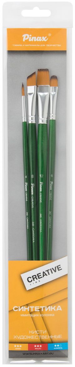 Pinax Набор кистей синтетических Creative Line 4 шт длинная ручка