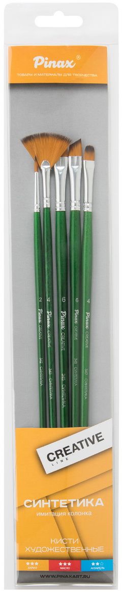 Pinax Набор кистей синтетических Creative Line 5 шт длинная ручка