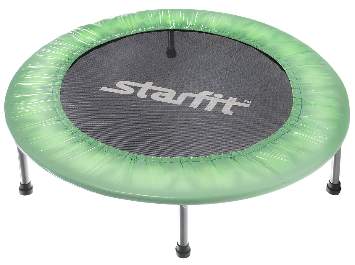 Батут Starfit, цвет: мятный, черный, серый, диаметр 101 смУТ-00008873 Батут Starfit, цвет: мятный, черный, серый, диаметр 101 смУТ-00008873Батут Star Fit предназначен для тренировок детей и взрослых. Его можно использовать как на улице, так и в помещении. На батуте можно прыгать, кувыркаться, играть, проводить спортивные состязания, экстремальные шоу и многое другое.Основная задача батута - физическое развитие, нагрузки, укрепление различных групп мышц, гармоничное развитие всего организма. Для занятий на батуте можно использовать дополнительный инвентарь: гантели, скакалку. Все это поможет разнообразить комплекс упражнений и достичь оптимального результата. А поскольку придется прилагать значительные усилия, чтобы скоординировать движения и сохранить равновесие, будьте уверены, что ни одна мышца тела не останется неохваченной.Защитные колпачки на ножках батута съемные.Занятия на батуте способствуют укреплению не только всех без исключения групп мышц, но и помогают развивать гибкость, а также сжигают немало лишних калорий!Диаметр батута: 101 см.Количество ножек: 6.Высота батута: 22 см.Форма ножек: прямые.
