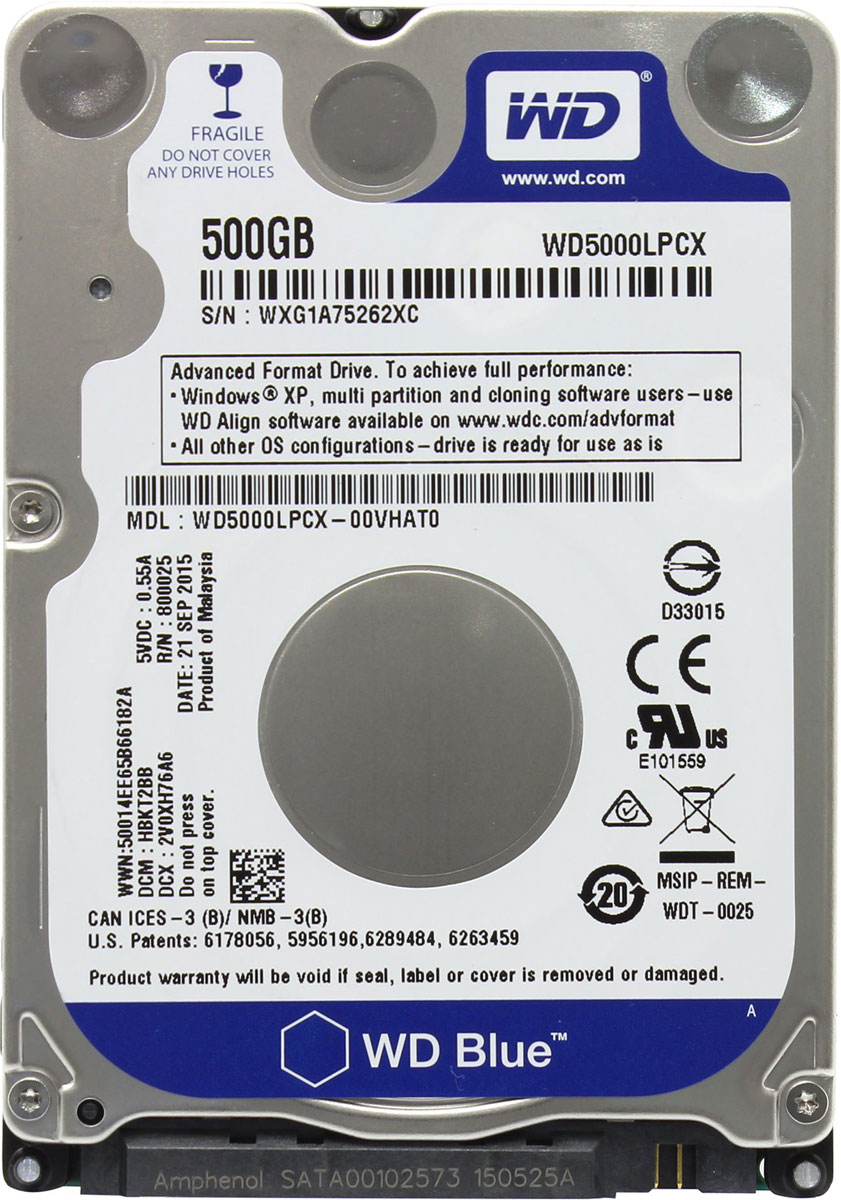 WD Blue 500GB внутренний жесткий диск (WD5000LPCX)