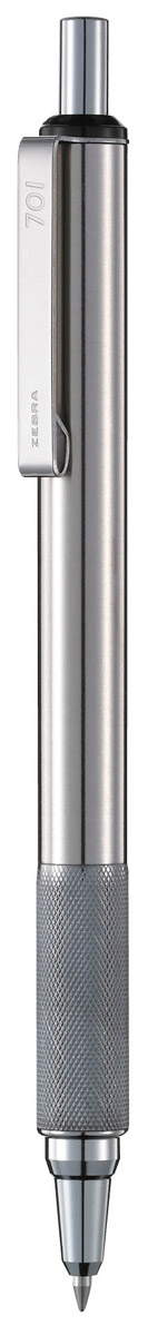 Zebra Ручка шариковая F-701 цвет корпуса серебристый305 078020 Zebra Ручка шариковая F-701 цвет корпуса серебристый305 078020Zebra F-701 - элегантная ручка нового поколения. В современных линиях корпуса виден точный расчет высококлассных инженеров и дизайнеров, а качество письма соответствует высочайшим требованиям японской компании Zebra. Ручка имеет оригинальное рифление в передней части корпуса, которое служит одновременно украшением ручки и предотвращает скольжение пальцев. Практически вечная автоматическая шариковая ручка: цельнометаллический корпус с металлическим клипом сломать очень сложно.