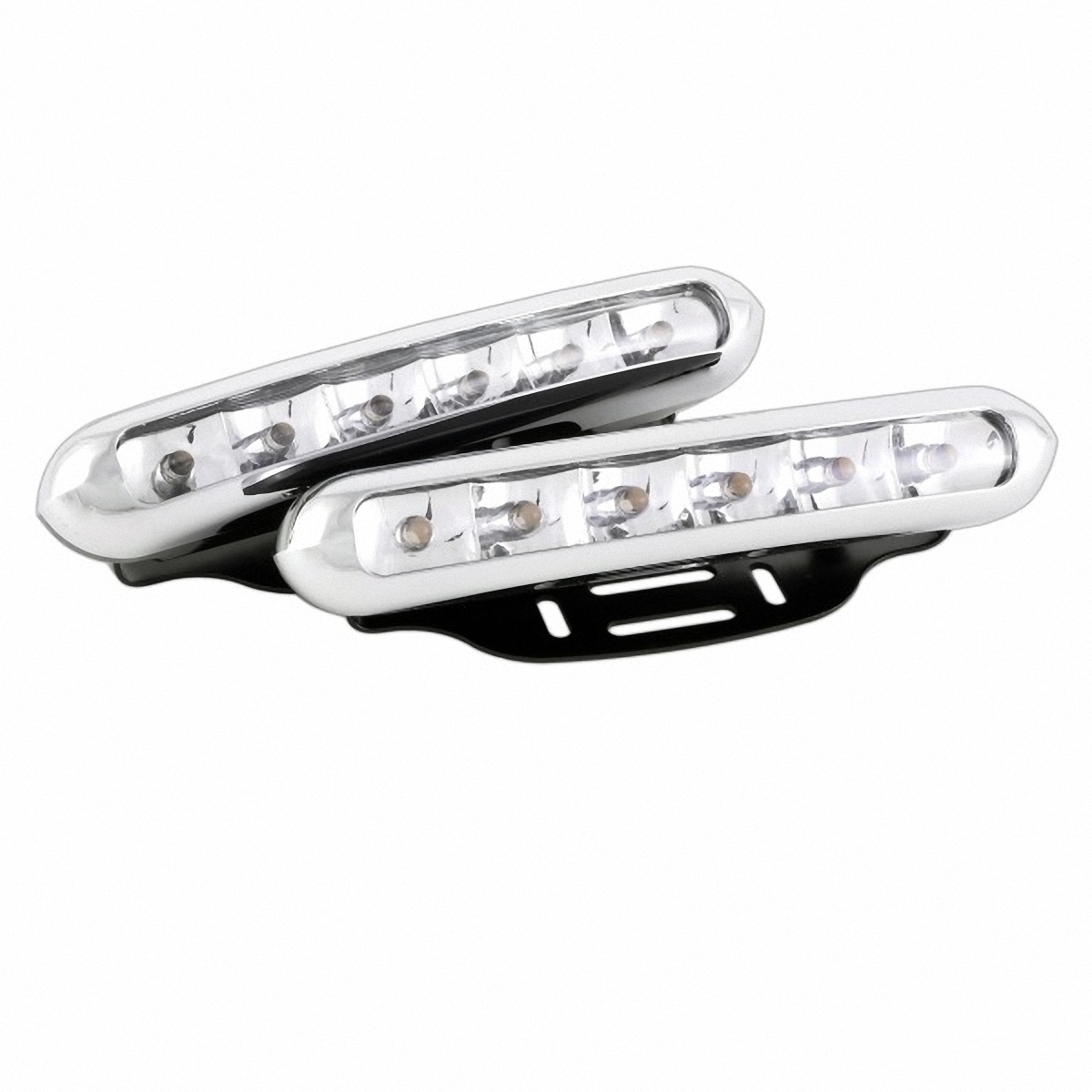 Дневные ходовые огни Skyway, 6 диодов, 1W, 2 штS01501001 Дневные ходовые огни Skyway, 6 диодов, 1W, 2 штS01501001Система дневных ходовых огней высочайшего класса и уровня безопасности, оснащённая светодиодными модулями нового поколения, обладает универсальным дизайном, улучшает внешний вид автомобиля и повышает безопасность вождения в дневное время суток. Особенности: Широкий угол рассеивания. Долгий срок службы. Повышенная яркость. Низкое потребление электроэнергии: 0,5 А при 12 В (2x3 Вт). Питание от сети 12 В. Мощность: 1 W. Высокая устойчивость к вибрации.