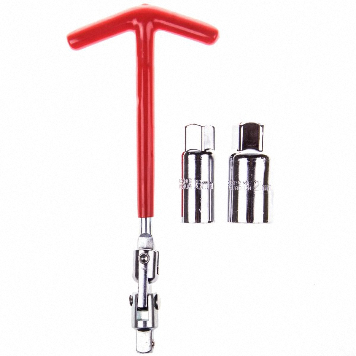 Ключ свечной Skyway, с карданом. S04301006S04301006 Ключ свечной Skyway, с карданом. S04301006S04301006Комплектация: Т-образная ручка, две сменные шестигранные головки. Диаметр шестигранных головок: 16, 21 мм. Общая длина ключа: 247 мм. Размах Т-образной ручки: 95 мм. Длина T-образной ручки: 125 мм.