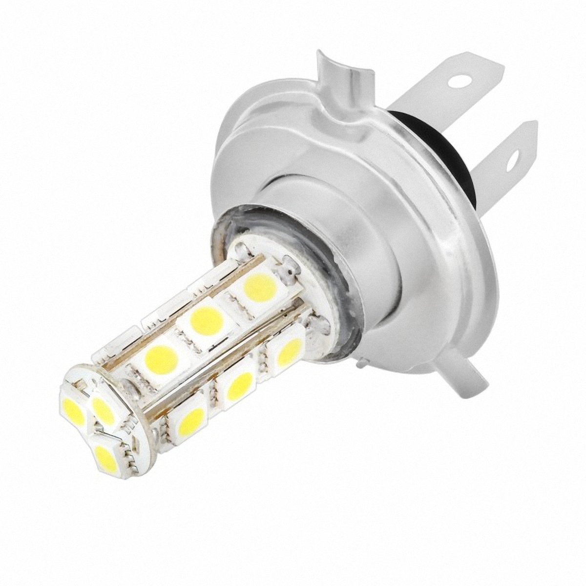 Автолампа диод Skyway H4. SH4-5050-18SH4-5050-18 Автолампа диод Skyway H4. SH4-5050-18SH4-5050-18Автолампа диод H4 12V 18 SMD - автолампа для головного освещения. Она является надежным источником света для вашего автомобиля. Светодиодная лампа отличается длительным сроком службы за счет качественной пайки элементов, а также интенсивным и ярким свечением. Автолампа диод с низким энергопотреблением, высокой ударной стойкостью и равномерным световым потоком. Лампа применяется для ближнего и дальнего освещения.