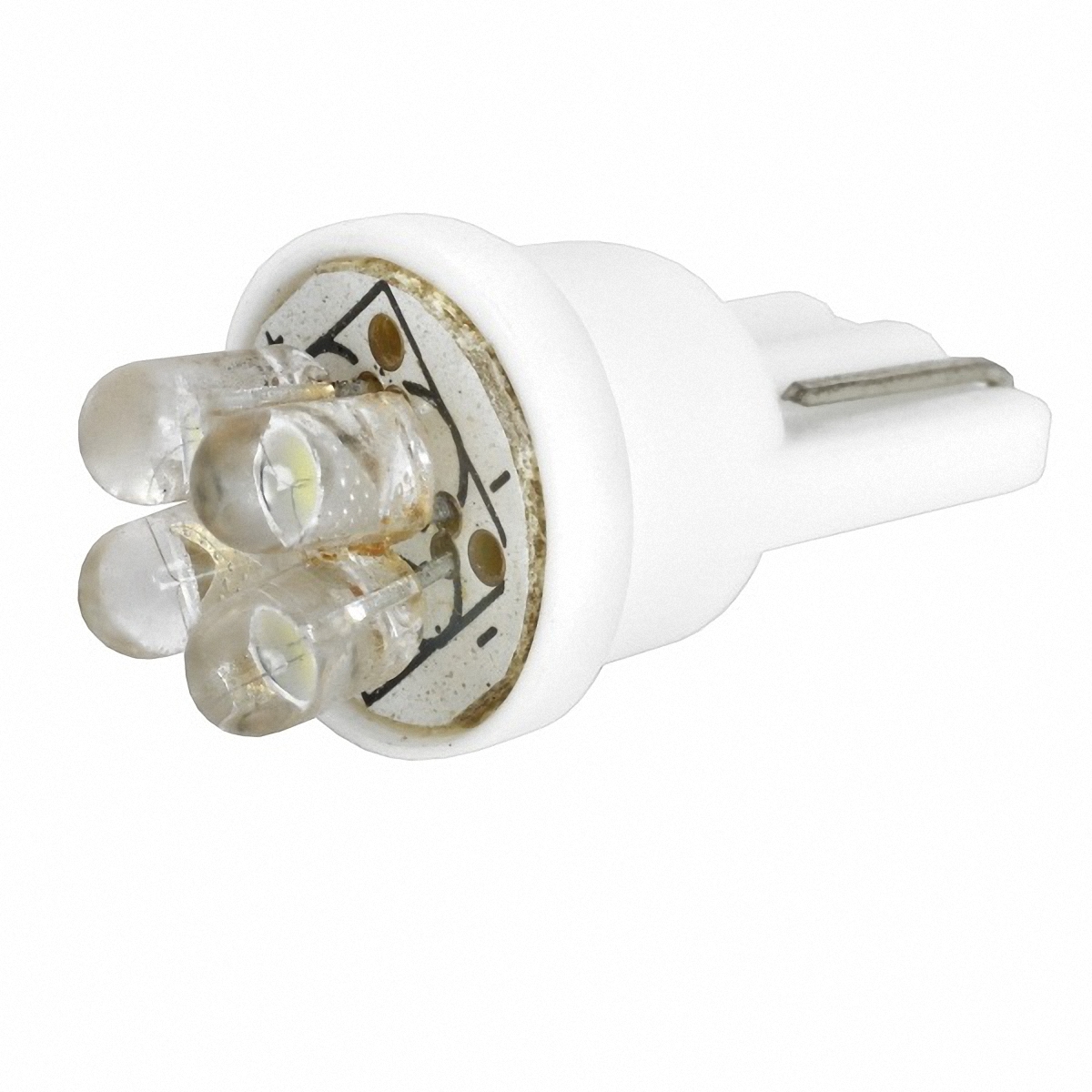 Skyway Автолампа диод T10 (W5W). ST10-4LEDST10-4LED Skyway Автолампа диод T10 (W5W). ST10-4LEDST10-4LEDСветодиодные лампы SKYWAY – это наиболее практичный выбор для автомобиля. На сегодняшний день светодиодные лампы представляют собой наиболее долговечный источник света. Они служат в 100 раз дольше обычных ламп, при этом не бояться перепадов температур (-60 до +60 °C), устойчивы к ударам и любым вибрациям. Лампы обладают одной особенностью: когда перегорает один светодиод, остальные продолжают свою работу. По своим размерам они достаточно компактны и имеют разные цветовые вариации, а благодаря низкому потреблению энергии, светодиодные лампы снижают нагрузку на генератор и аккумулятор автомобиля.Кратность: 10. Напряжение: 12 В. Количество контактов: 1. Количество диодов: 4.