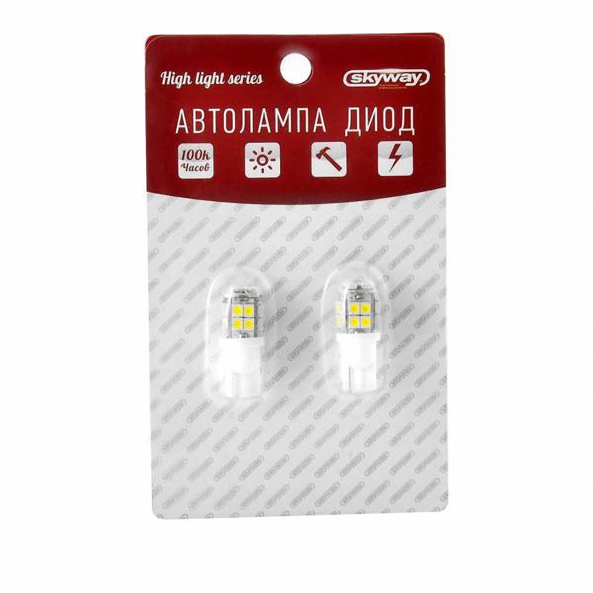 Skyway Автолампа диод T10(W5W) Блистер. ST10A-2010B (блистер) (2шт)ST10A-2010B (блистер) (2шт) Skyway Автолампа диод T10(W5W) Блистер. ST10A-2010B (блистер) (2шт)ST10A-2010B (блистер) (2шт)20SMD Блистер EXTRA LIGHT без цоколя 1-конт Белая