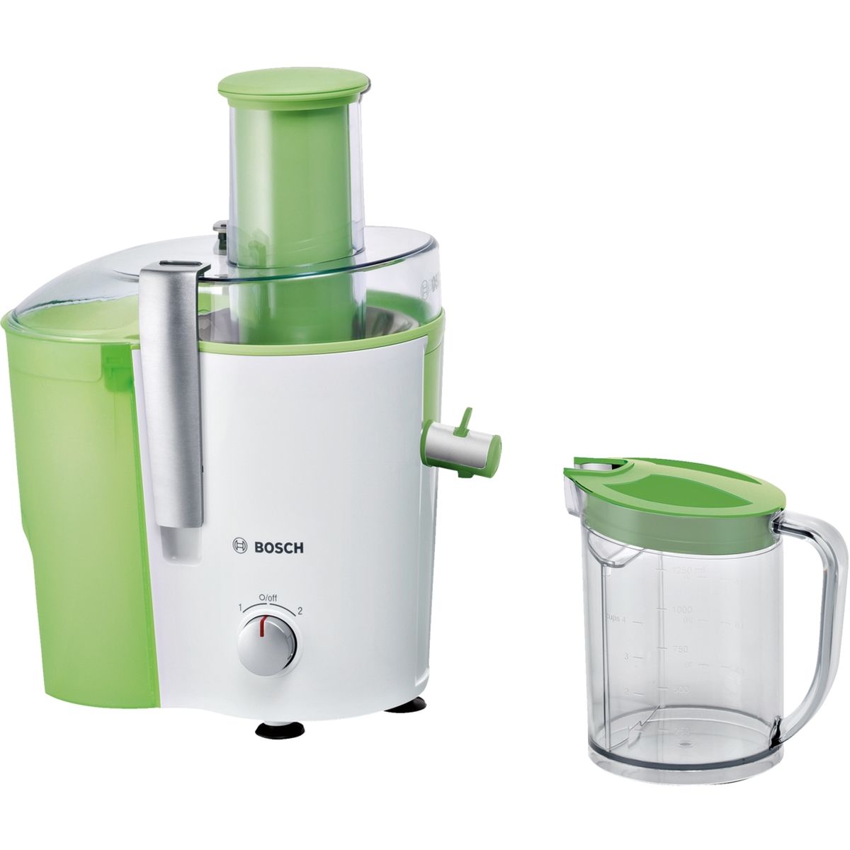 Bosch MES25G0, White Green соковыжималкаMES25G0 Bosch MES25G0, White Green соковыжималкаMES25G0Cоковыжималка Bosch MES25G0/ - Очень большое отверстие для подачи фруктов (целое яблоко) и овощей - без предварительного нарезания на части - Носик для слива сока, остащенной системой DripStop, предотвращает вытекание сока после отжима и поддерживает рабочую поверхность в идеальной чистоте - Практичное использование благодаря двум режимам скорости для твердых и мягких фруктов - Микроситечко из нержавеющей стали для оптимального отжима сока - Невероятно надежный: мотор начинает функционировать только в том случае, если все детали прибора смонтированы правильно, а крышка прибора закрыта