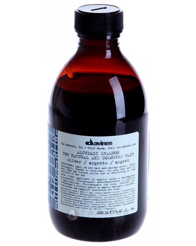 Davines Шампунь Алхимик для натуральных и окрашенных волос Alchemic Shampoo for natural and coloured hair, тон silver (серебряный), 280 мл67205 Davines Шампунь Алхимик для натуральных и окрашенных волос Alchemic Shampoo for natural and coloured hair, тон silver (серебряный), 280 мл67205Шампунь разработан для волос оттеночный. Он бережно очищает, питая волосы и усиливая их блеск и яркость. В состав средства входят витамины, ухаживающие компоненты и молочные протеины, которые увлажняют волосы, поддерживают их естественную красоту и здоровье. Эффективность шампуня усиливается при совместном использовании медного кондиционера «Алхимик» для окрашенных и натуральных волос.