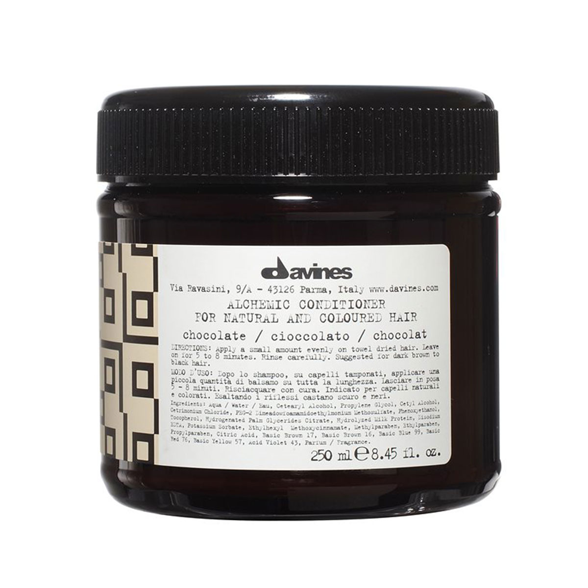 Davines Кондиционер Алхимик для натуральных и окрашенных волос Alchemic Conditioner for natural and coloured hair, тон chocolate (шоколад), 250 мл67216 Davines Кондиционер Алхимик для натуральных и окрашенных волос Alchemic Conditioner for natural and coloured hair, тон chocolate (шоколад), 250 мл67216Кондиционер Алхимик позволяет избежать нежелательных жёлтых оттенков, а также деликатно тонирует седой волос и усиливает холодный платиновый блонд. Питать и увлажнять волосы, делая их эластичными и шелковистыми, помогает особая формула, насыщенная витаминами и молочными протеинами. Рекомендуется применять средство в комплексе с серебряным шампунем Алхимик.
